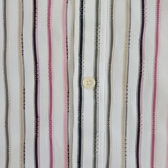 Calvin Klein Shirt Men's XXL Striped Textured Long Sleeve Y2K Boho Modern Fit - Picture 3 of 14